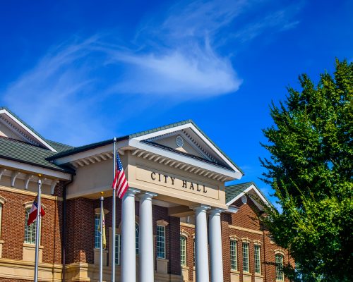 American,City,Hall,Under,Blue,Sky